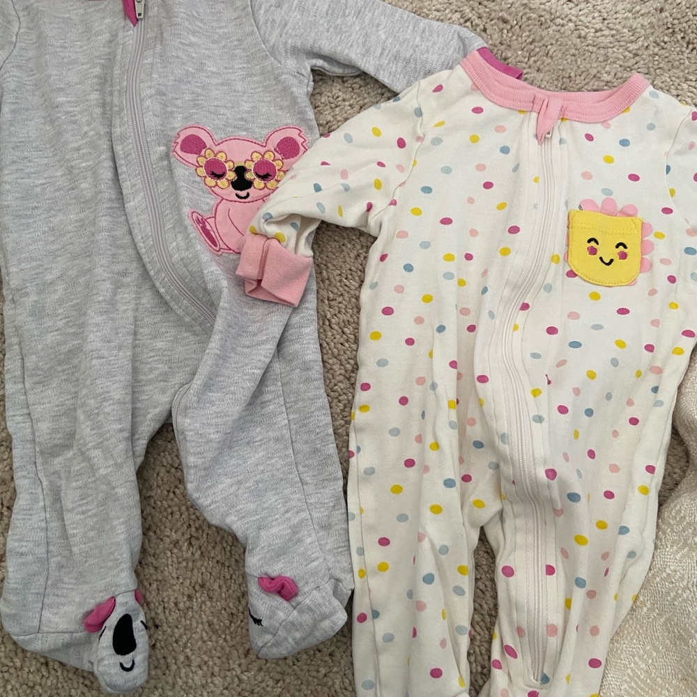 Koala Kids Gray and White Footies with Cute Designs